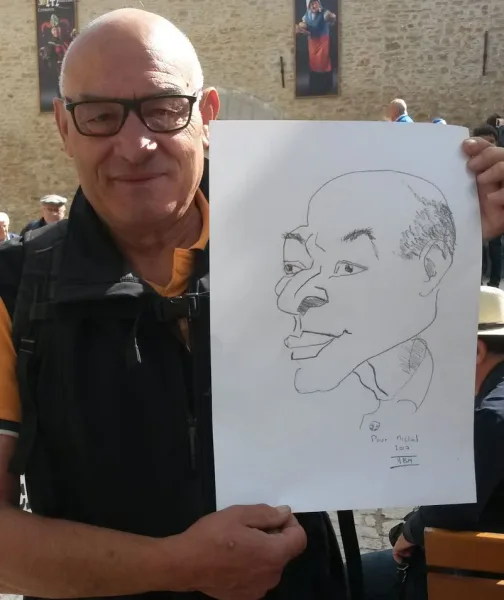 Caricature d'événement : portrait humoristique dessiné devant la personne.