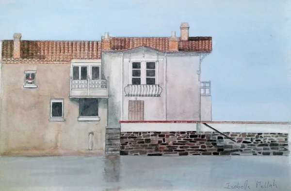 Paysage urbain, maison au bord de l'eau